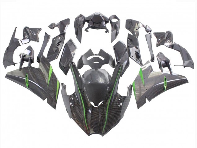 Carenados Moto Kawasaki Ninja H2 2015-2022 - Negro FibraCarbono Verde