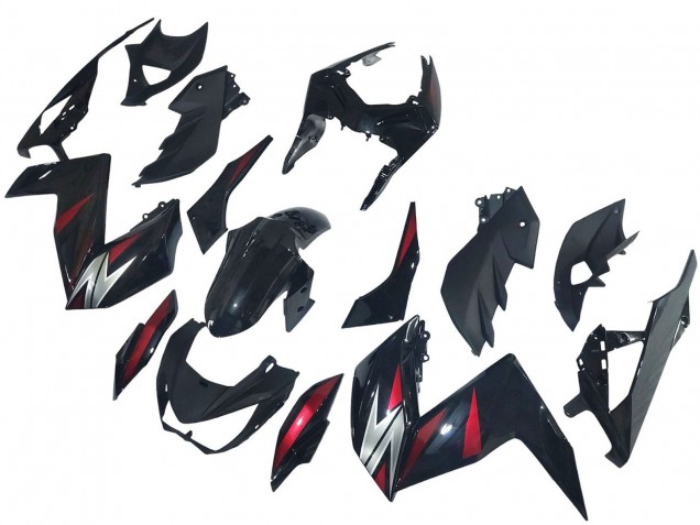 Carenados Moto Kawasaki Z250/Z300 2015-2016 - Negro Brillante Rojo Plata