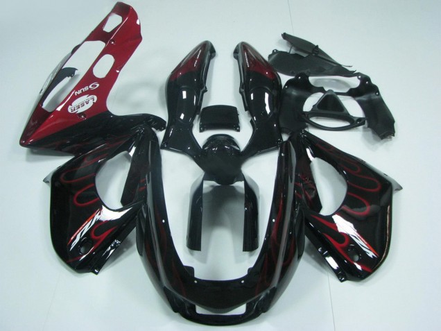Carenados Moto Yamaha YZF 1000R Thunderace 1997-2007 - Negro Rojo Llama