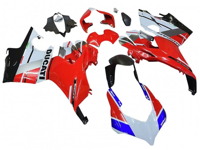 Carenados Moto Ducati Panigale V4 V4S 2018-2019 - Blanco Plata Rojo Negro Brillante