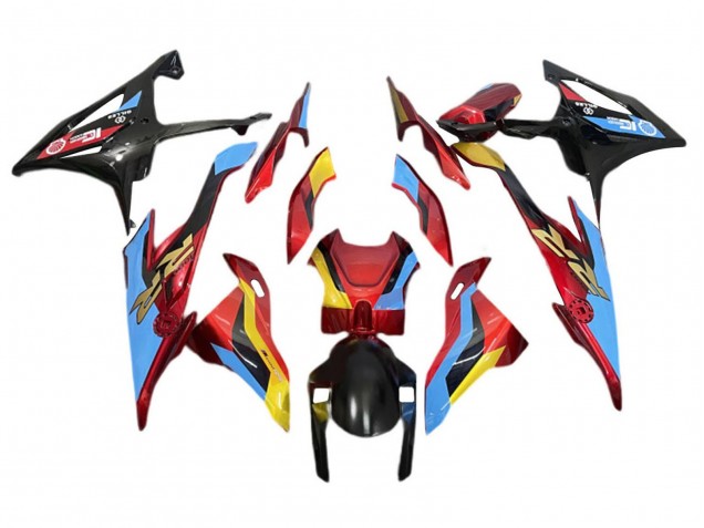 Carenados Moto BMW S1000RR 2019-2022 - Azul Claro Rojo Oro