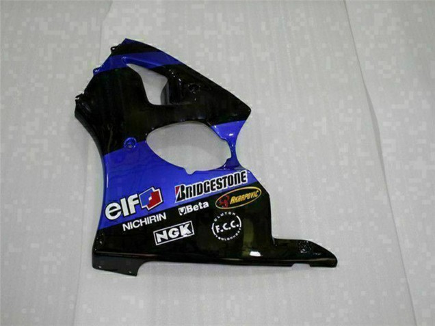 Carenados Moto Kawasaki ZX6R 2000-2002 - Azul Negro Brillante Elf Bridgestone