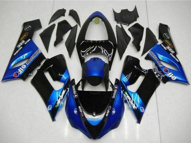 Carenados Moto Kawasaki ZX6R 2005-2006 - Azul Negro Brillante Elf