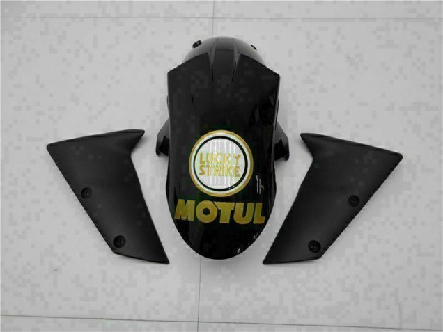 Carenados Moto Kawasaki ZX6R 2005-2006 - Negro Brillante Blanco Oro Lucky Strike