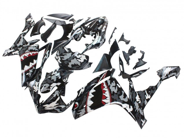 Carenados Moto Yamaha YZF 1000 R1 2007-2008 - Gris Blanco Camouflage Tiburón