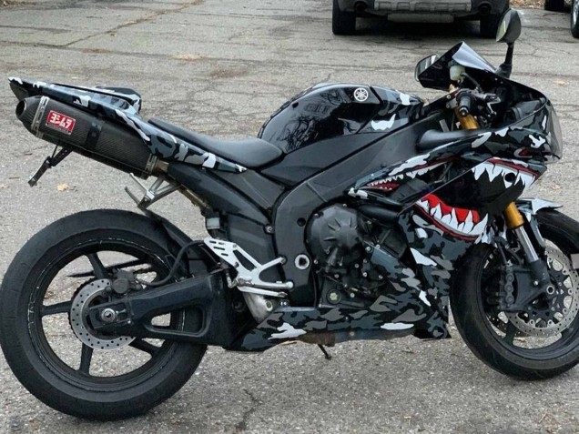 Carenados Moto Yamaha YZF 1000 R1 2007-2008 - Gris Blanco Camouflage Tiburón