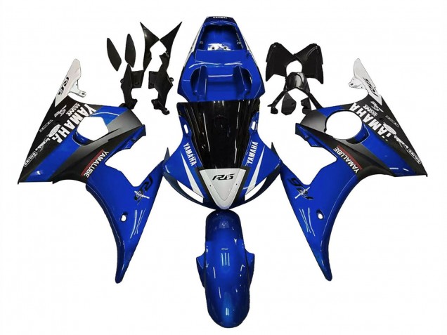 Carenados Moto Yamaha YZF R6 2003-2004 - Azul Blanco Negro Brillante Yamalube