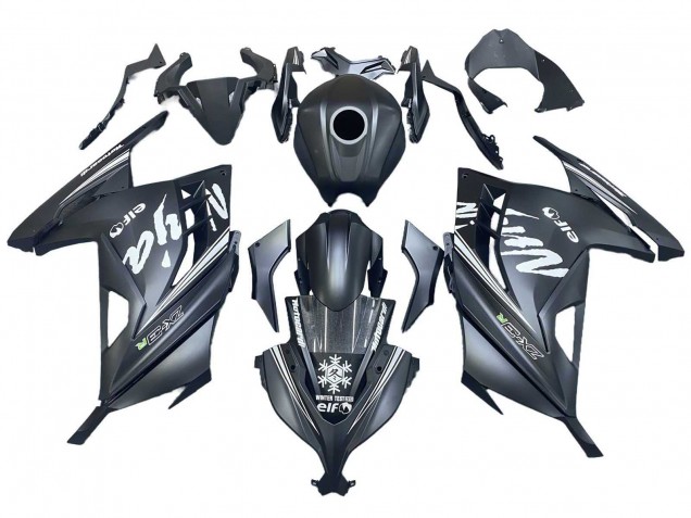 Carenados Moto Kawasaki EX300 2013-2024 - Negro Mate Blanco Elf Nieve
