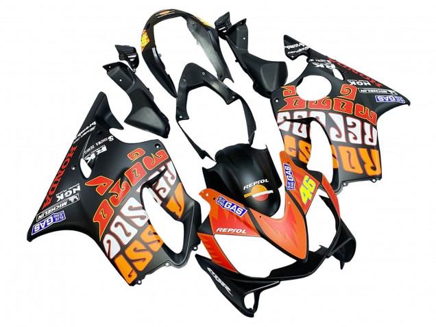 Carenados Moto Honda CBR600 F4i 2004-2007 - Negro Mate Naranja Rossi