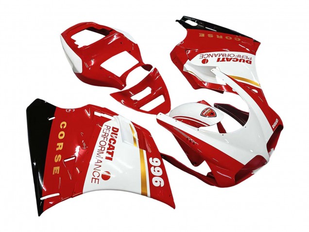 Carenados Moto Ducati 996 1993-2005 - Blanco Rojo Oro Negro Brillante Corse Performance