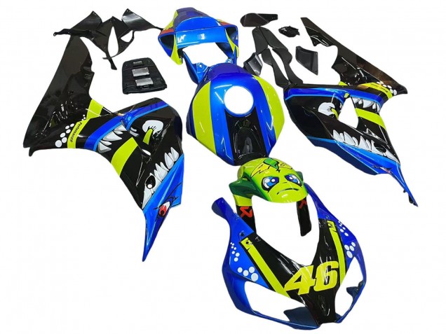 Carenados Moto Honda CBR1000RR 2006-2007 - Azul Fluorescent Verde Negro Brillante Tiburón 46
