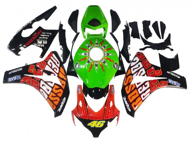 Carenados Moto Honda CBR1000RR 2008-2011 - Verde Naranja Negro Brillante Rossi Michelin 46