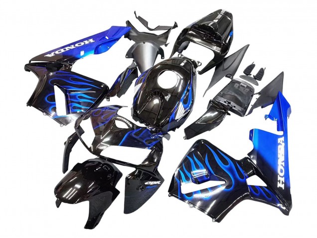Carenado Moto Honda CBR600RR 2005-2006 - Negro Brillante Azul Llama