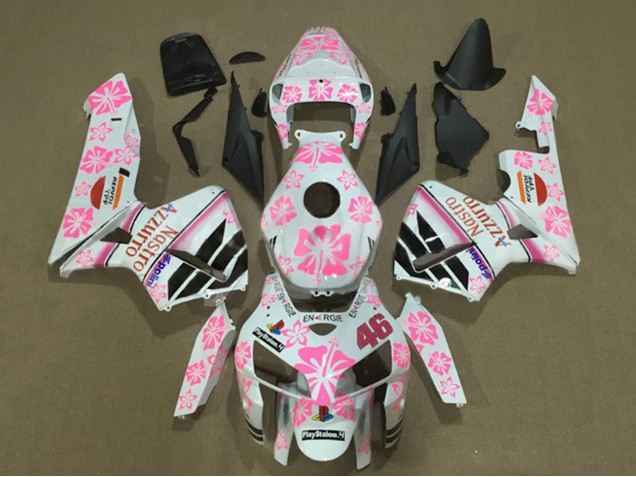 Carenados Moto Honda CBR600RR 2005-2006 - Blanco Rosa Floral Nastro Azzurro 46
