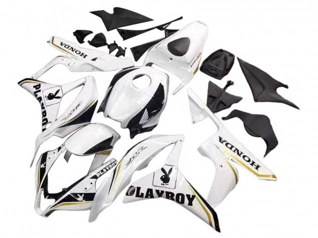 Carenado Moto Honda CBR600RR 2007-2008 - Blanco Oro Negro Brillante Playboy