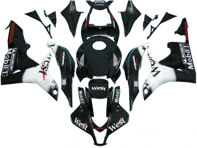 Carenados Moto Honda CBR600RR 2007-2008 - Negro Brillante Blanco West