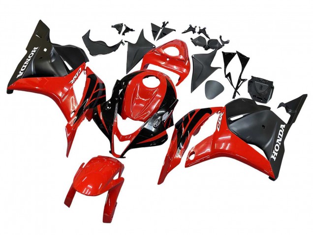 Carenados Moto Honda CBR600RR 2009-2012 - Rojo Negro Brillante Negro Mate Raya