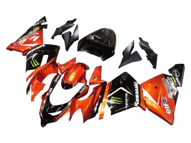 Carenados Moto Kawasaki ZX10R 2004-2005 - Burnt Naranja Negro Monstruo Elf