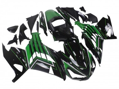 Carenados Moto Kawasaki ZX14R ZZR1400 2012-2024 - Verde Negro Brillante Raya