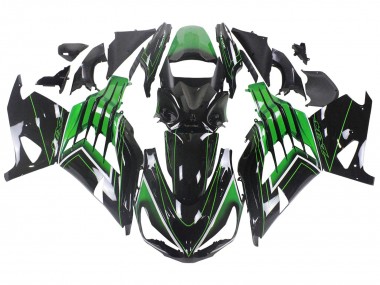 Carenados Moto Kawasaki ZX14R ZZR1400 2012-2024 - Verde Negro Brillante Raya