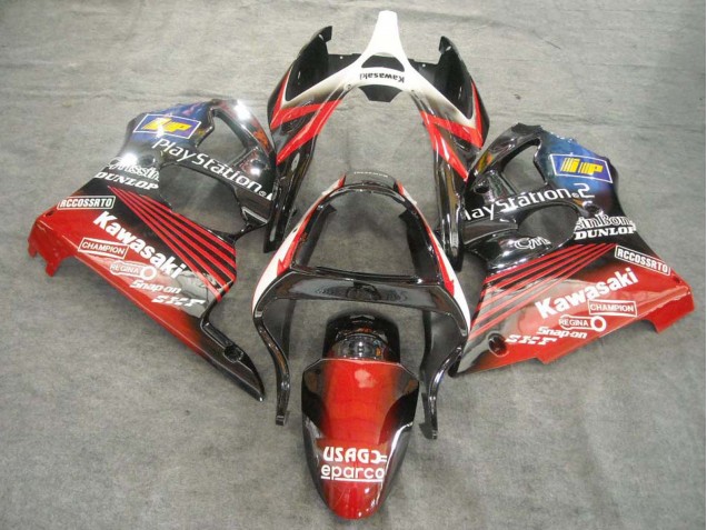 Carenados Moto Kawasaki ZX6R 2000-2002 - Blanco Rojo Negro PlayStation 2