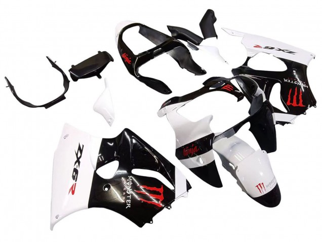 Carenados Moto Kawasaki ZX6R 2000-2002 - Blanco Negro Rojo Monstruo