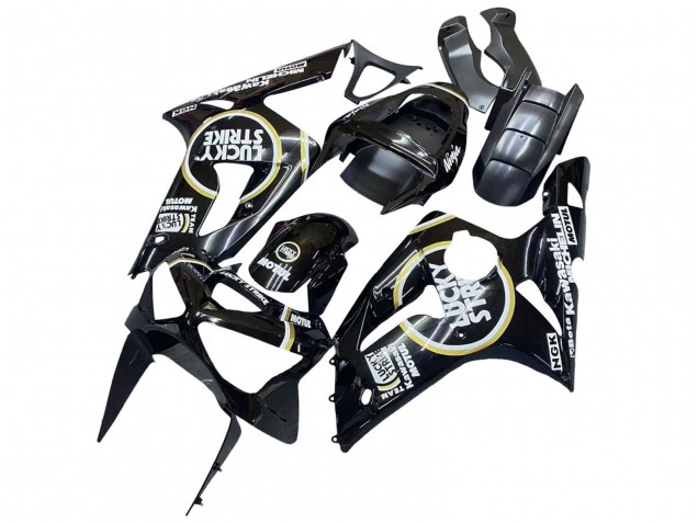 Carenados Moto Kawasaki ZX6R 2003-2004 - Negro Brillante Blanco Motul Lucky Strike