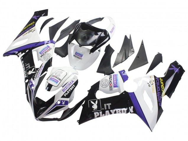 Carenados Moto Kawasaki ZX6R 2005-2006 - Blanco Púrpura Negro Rizoma Playboy DENSO
