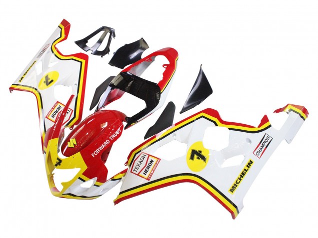 Carenados Moto Suzuki GSXR 600 / GSXR 750 2004-2005 - Blanco Rojo Amarillo Michelin Texaon Heron 7