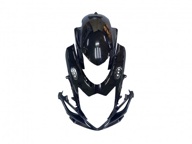 Carenados Moto Suzuki GSXR 600 / GSXR 750 2011-2024 - Negro Brillante Falsificado FibraCarbono Plata Rojo