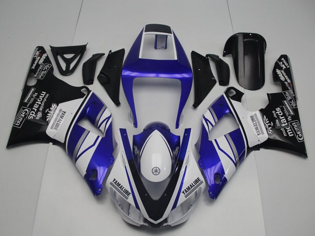 Carenados Moto Yamaha YZF R1 1998-1999 - Azul Blanco Negro Brillante Yamalube Motards