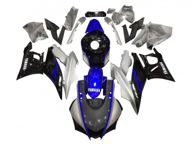 Carenados Moto Yamaha YZF R3/R25 2019-2021 - Plata Azul Negro FibraCarbono Estilo