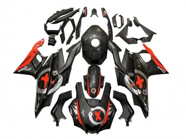 Carenados Moto Yamaha YZF R3/R25 2022-2024 - Negro FibraCarbono Estilo Rojo Plata