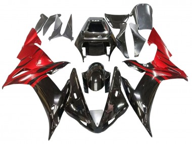 Carenados Moto Yamaha YZF 1000 R1 2002-2003 - Negro Brillante Rojo Llama