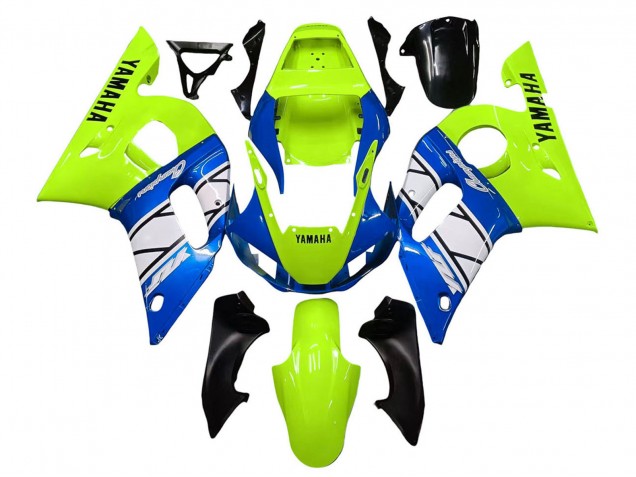 Carenados Moto Yamaha YZF 600 R6 1998-2002 - Neon Verde Azul Blanco Champions