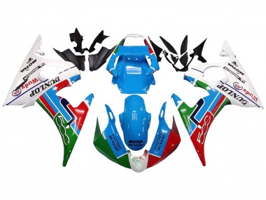 Carenados Moto Yamaha YZF R6 2003-2004 - Blanco Azul Verde Rojo Kastinee Dunlop Motul