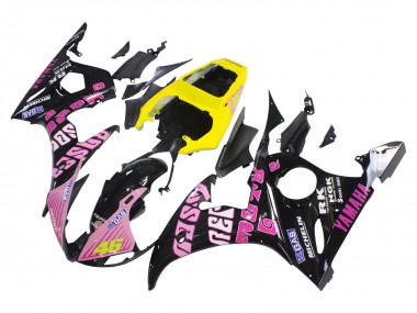 Carenados Moto Yamaha YZF 600 R6 2005 - Negro Rosa Amarillo Repsol 46
