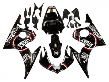 Carenados Moto Yamaha YZF 600 R6 2005 - Negro Brillante Blanco Lucky Strike Motul