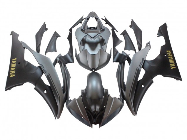 Carenados Moto Yamaha YZF 600 R6 2008-2016 - Gris Negro Mate Oro Calcomanías