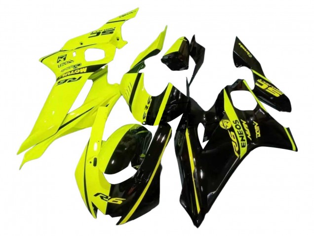 Carenados Moto Yamaha YZF 600 R6 2017-2023 - Neon Amarillo Negro Brillante Dividir