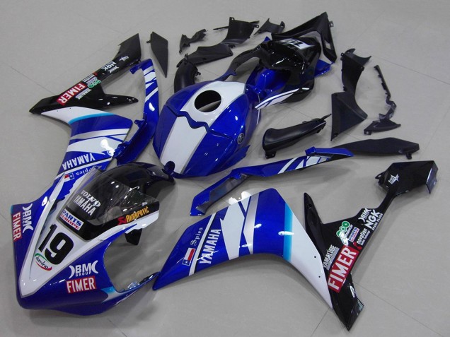 Carenados Moto Yamaha YZF R1 2007-2008 - Blanco Azul Negro Volvo Fimer