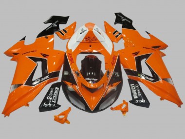 Carenado Moto Kawasaki ZX10R 2006-2007 - Naranja Blanco Negro Carrera Elf