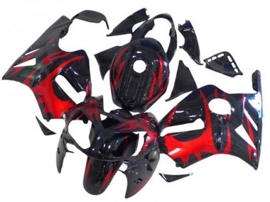 Carenados Moto Kawasaki ZX12R 2002-2006 - Negro Brillante Rojo Tribal