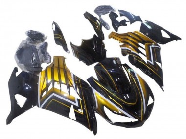 Carenados Moto Kawasaki ZX14R ZZR1400 2012-2024 - Negro Brillante Oro Raya