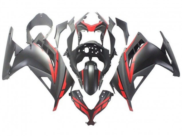 Carenado Moto Kawasaki EX300 2013-2024 - Negro Mate Rojo