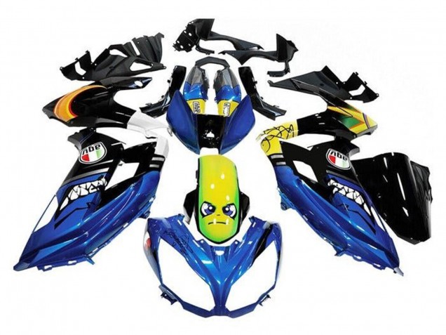 Carenados Moto Kawasaki Ninja 650 EX650 2012-2016 - Azul Amarillo Tiburón