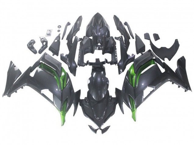 Carenados Moto Kawasaki Ninja 650 EX650 2020-2024 - Falso FibraCarbono Verde