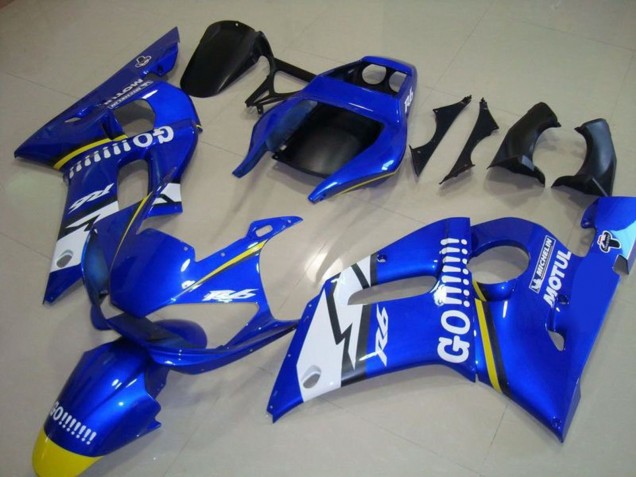 Carenados Moto Yamaha YZF R6 1998-2002 - Azul Blanco Amarillo Go Motul
