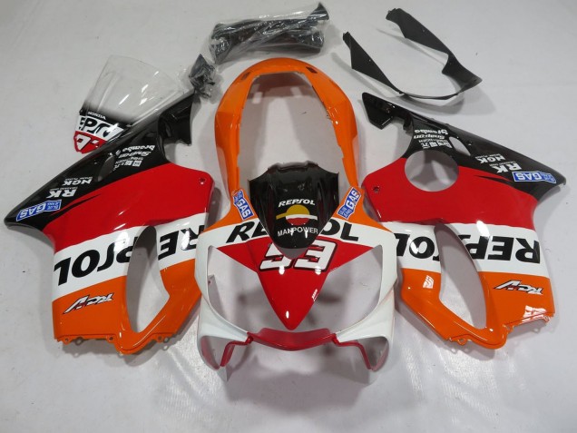 Carenados Moto Honda CBR600 F4i 2004-2007 - Naranja Blanco Rojo Negro Brillante Repsol 93