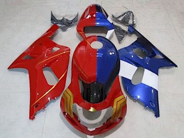 Carenados Moto Suzuki GSXR 600 / GSXR 750 2001-2003 - Rojo Azul Dividir Oro